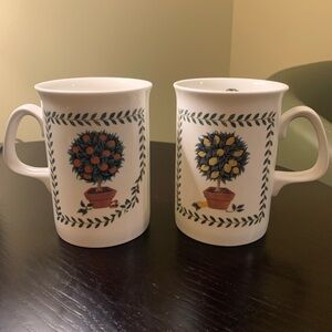 Elegant White Mugs with Tree Design